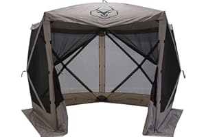 Gazelle Tents™, G5 5-Sided Portable Gazebo, Easy Pop-Up Hub Screen Tent, Waterproof, UV Resistant, 4-Person & Table, Desert Sand, 85" x 115" x 106", GG501DS