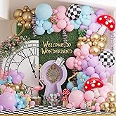 159Pcs Wonderland Balloon Arch Garland Kit Wonderland 1st Birthday Party Decorations Pastel Pink Blue Purple Metallic Gold Balloons for Onederland Baby Shower Garden Tea Party Spring Supplies