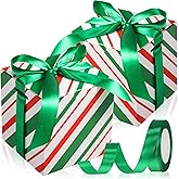 Dispowreath 48 Pcs 4x4x4 Christmas Gift Boxes with Ribbon Xmas Small Box with Lids Treat Boxes for Gift Wrapping Ornaments Wedding Holiday Birthday Party Favor(Red Green Stripe)