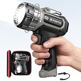 FORTO Compact Rechargeable Spot Light with Adjustable Focus | 1400 Lumens,120000 Candela,2700Ft Range,Handheld Spotlight with Stand,3 Light Modes for Hunting Boating Camping Hiking