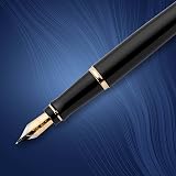 Waterman Expert Fountain Pen Gloss Black 23k Gold Trim Medium Nib Gift Box view 4