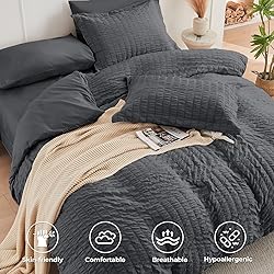 HYMOKEGE Queen Comforter Set Seersucker 7