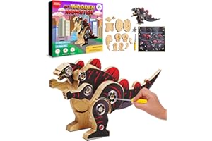 LITTLE JUPITER DIY Wooden Kit with Stickers - Monster Series - Japanese Monster for 7-12 Yrs - Woodworking Kits for Kids - Wood Crafts for Kids - Kids Building Kit - Wooden Crafts for kids (Monster Type 1)