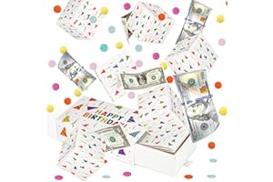 Giftota Happy Birthday Surprise Gift Box Explosion for Money, Money Gift Box Explosion with Confetti, Money Box for Cash Gift, Pop Out Money Gift Box, Folding Bounce Gift Box for Women Men Kids