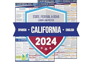 COMPLIANCE AUDIT CENTER 2024 California State and Federal Labor Laws Poster - Spanish English - All in One Required Compliance Posting 24" x 36" - Laminated (Combo)