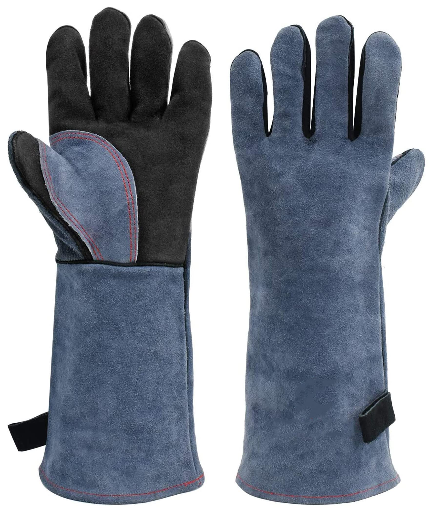 HR-International Welding Gloves Grill Gloves Cowhide Leather Heat Resistant for Welders for Barbecue Kitchen Oven Microwave Oven 42 cm