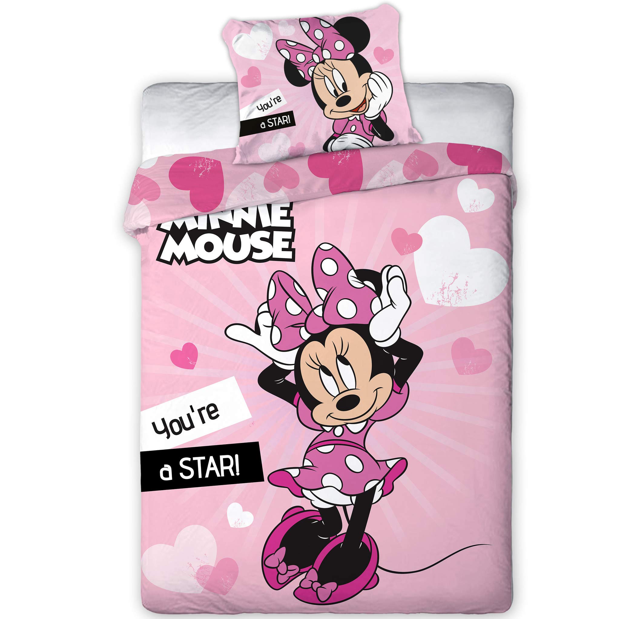 Aymax S.P.R.L. Disney Minnie Star Bedding Set - Duvet Cover 140 x 200 cm + Pillowcase 63 x 63 cm