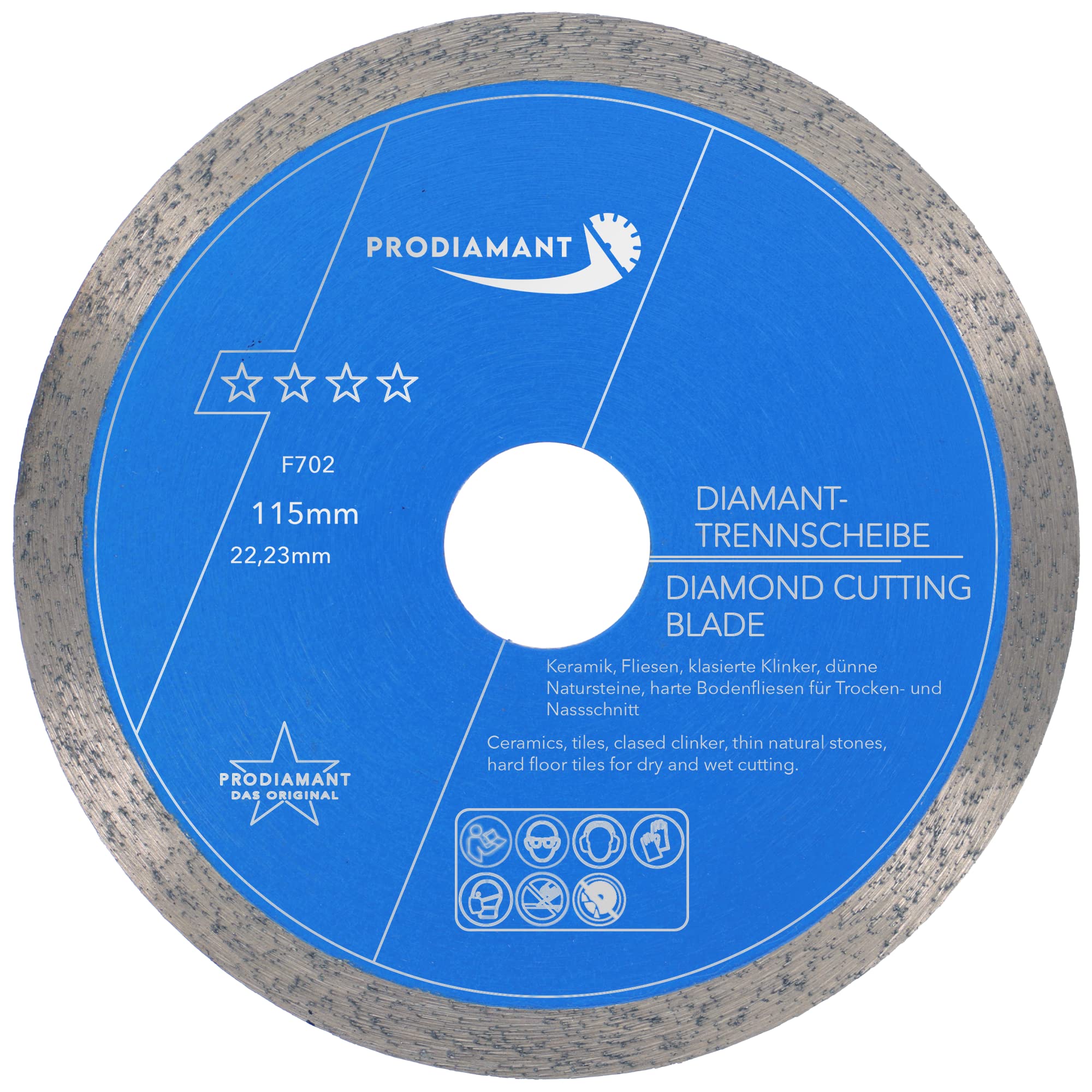 PRODIAMANT Professional Diamond Cutting Disc PRORIM 115 mm x 22.23 mm No Breaking with Glazed Tiles Porcelain Stoneware Ceramic