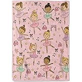 coedoaes Cute Ballerina Girls Fleece Blanket,50x60in,Dancing Music Note Star Throw Blankets,Soft Cozy Lightweight, Ideal for Bed Living Room Home Beach Decor,Ballet Fans Gifts