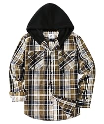 ZITY Men's Flannel Hoodie Shirts Casual Button Down