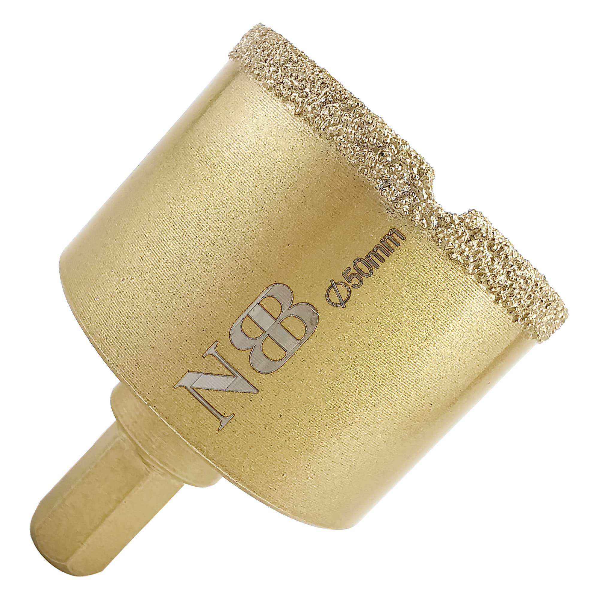NBB Brazed Diamond Drill Bits with Hex Shank 12.5mm, Diamond hole saw for Dry or Wet Drilling on Porcelain, Ceramic, Tile, Granite, Marble, Used on Corded or Cordless Pistol Drill or Bench Drill(50mm)