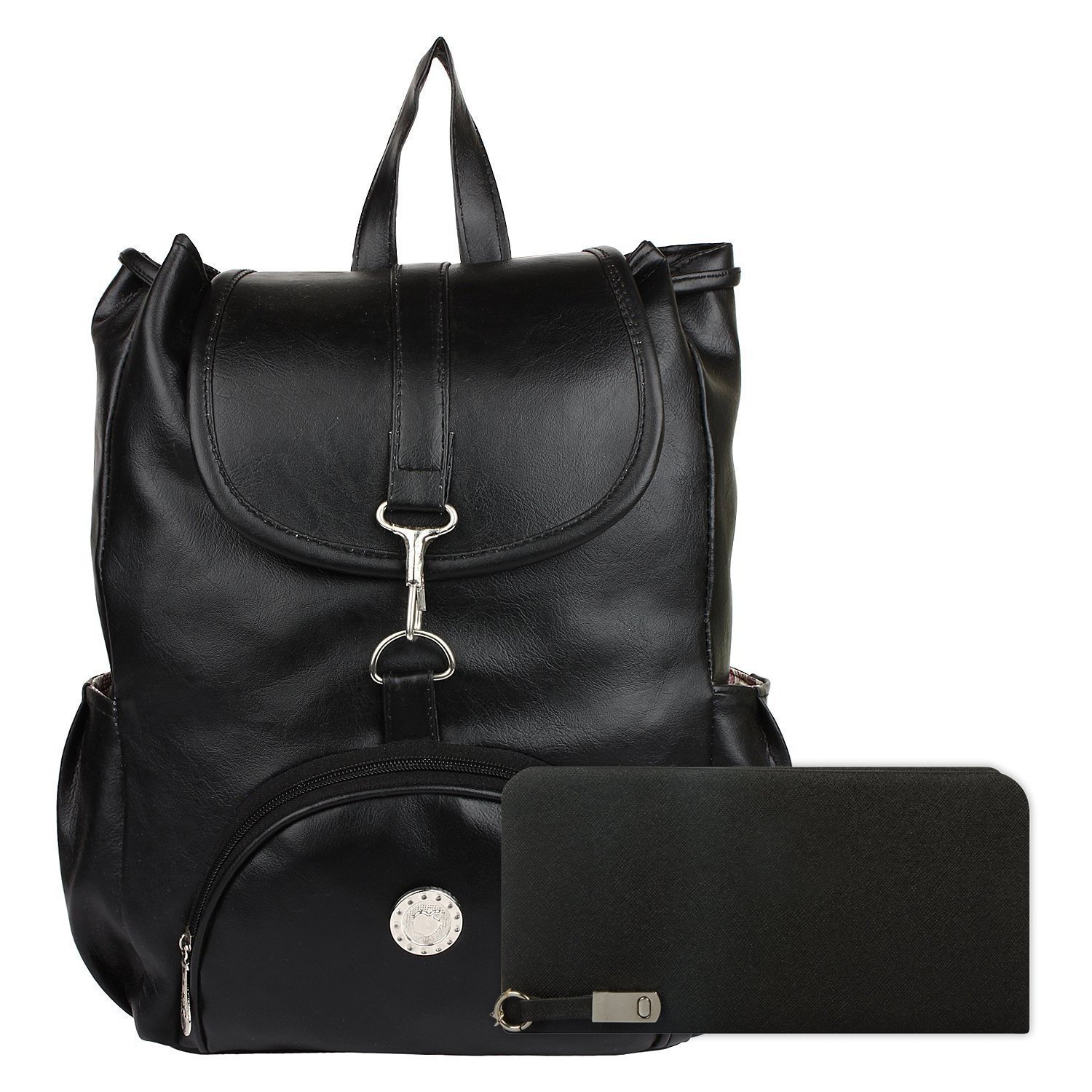 alice women's and girls stylish handbag backpack and wallet clutch combo(apple black)