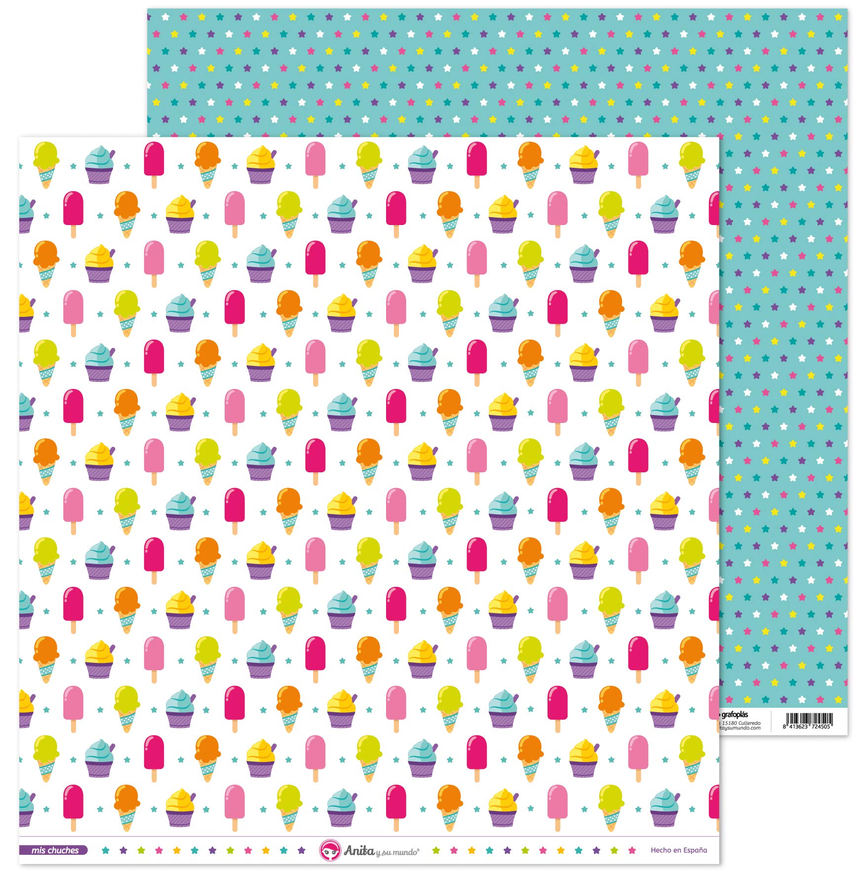 Anita and Su Mundo Collection My Chuches Scrapbooking Papers, Paper, Ice Cream, 12" x 12"