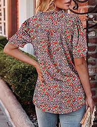 KISSMODA Women's Tunic Tops Casual V Neck Short