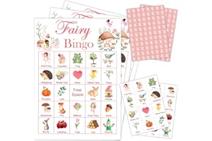 mermermu Fairy Party Bingo Game Cards(24 Players), Fairy Themed Bingo Card for Family Friend Adult, Large Group Holiday Forest Party Activity Favor Decoration Supplies -006