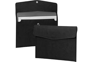 FYY File Folder, PU Leather A4 Document Holder File Organizer Filing Envelope Portfolio Case Tablet Sleeve with Magnetic Snap Closure for Home School Office Stationery Black