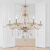 Saint Mossi 6 Light Chandelier Modern K9 Crystal Chandelier Lighting, Champagne Crystal Ceiling Light Fixture Pendant Lamp fo