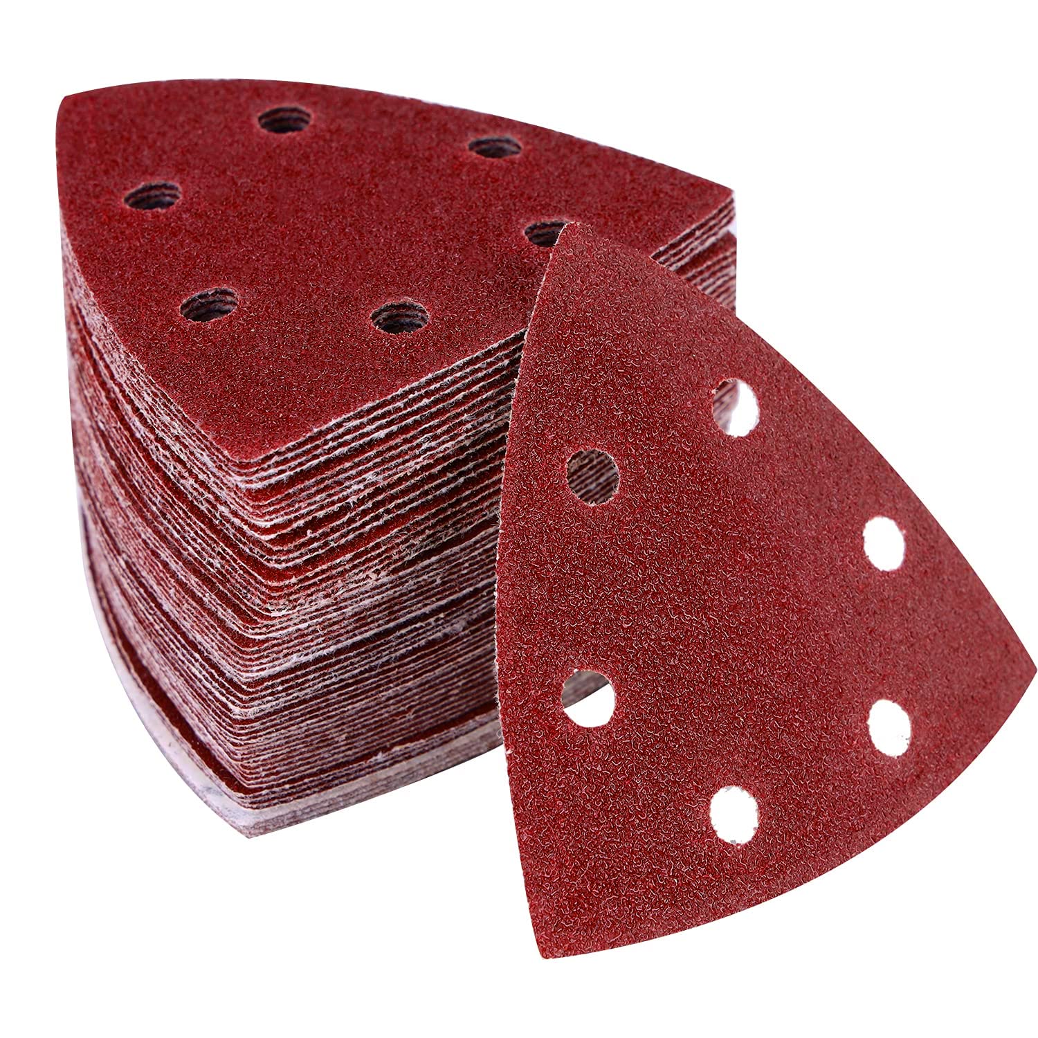 XIATIAN 108 Pcs Triangle Sandpaper, Hook and Loop Sandpaper Pads 6 Holes 93 x 93 x 93mm Detail Sanding Sheets Assorted 40/60/80/120/180/240 Grits for Sanding and Polishing