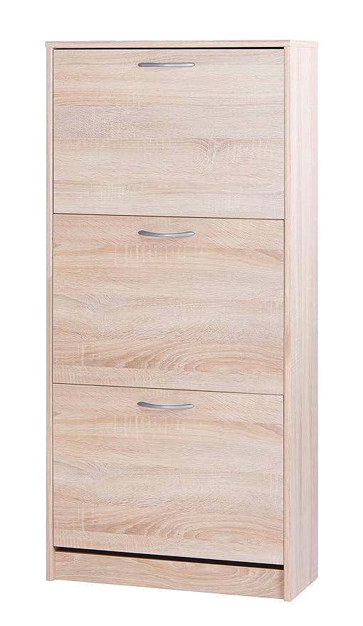 Schuhkipper mit 3 Doppelfächer, 18 Paar Schuhe (B/H/T: 58 x 124 x 25 cm) Schuhgröße bis 45 cm, inkl. Wandmontage - made in Ge