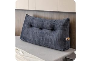 ZOEMO Large Bolster Triangular Headboard Wedge Backrest Positioning Support Bed Rest Reading Pillows Headboard Wedge Pillows for Day Bed Bunk Bed with Removable Cover, Twin (39x8x20 Inches)