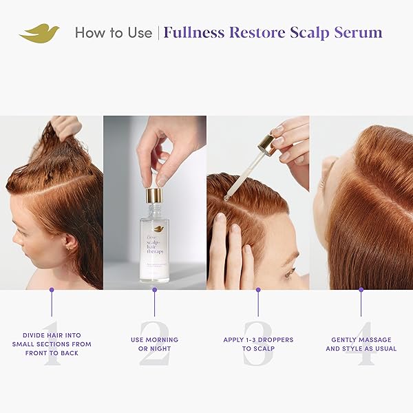 DOVE SCALP + HAIR THERAPY DENSITY BOOST SERUM FULLNESS RESTORE VISIBLY THICKER HAIR IN AS SOON AS 30 DAYS, HYDRATING & FAST-ABSORBING, INSTANTLY RELIEVES DRY SCALP 2 FL OZ