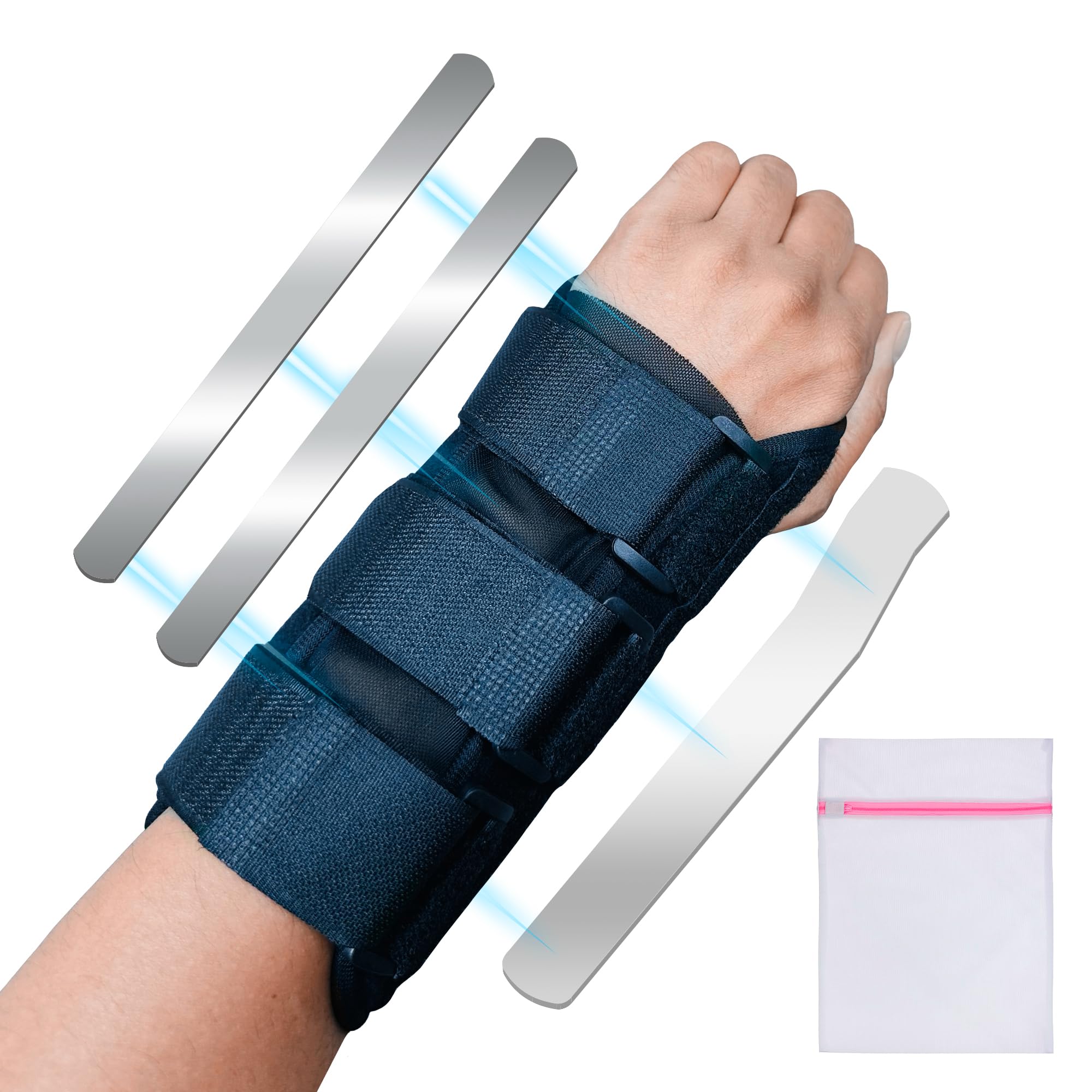 360 RELIEF Wrist Support Brace - Adjustable Straps & 3 Metal Splints for Stability | Ideal for Daily Activities, Sports, & Workouts | Small for Right Hand with Mesh Laundry Bag