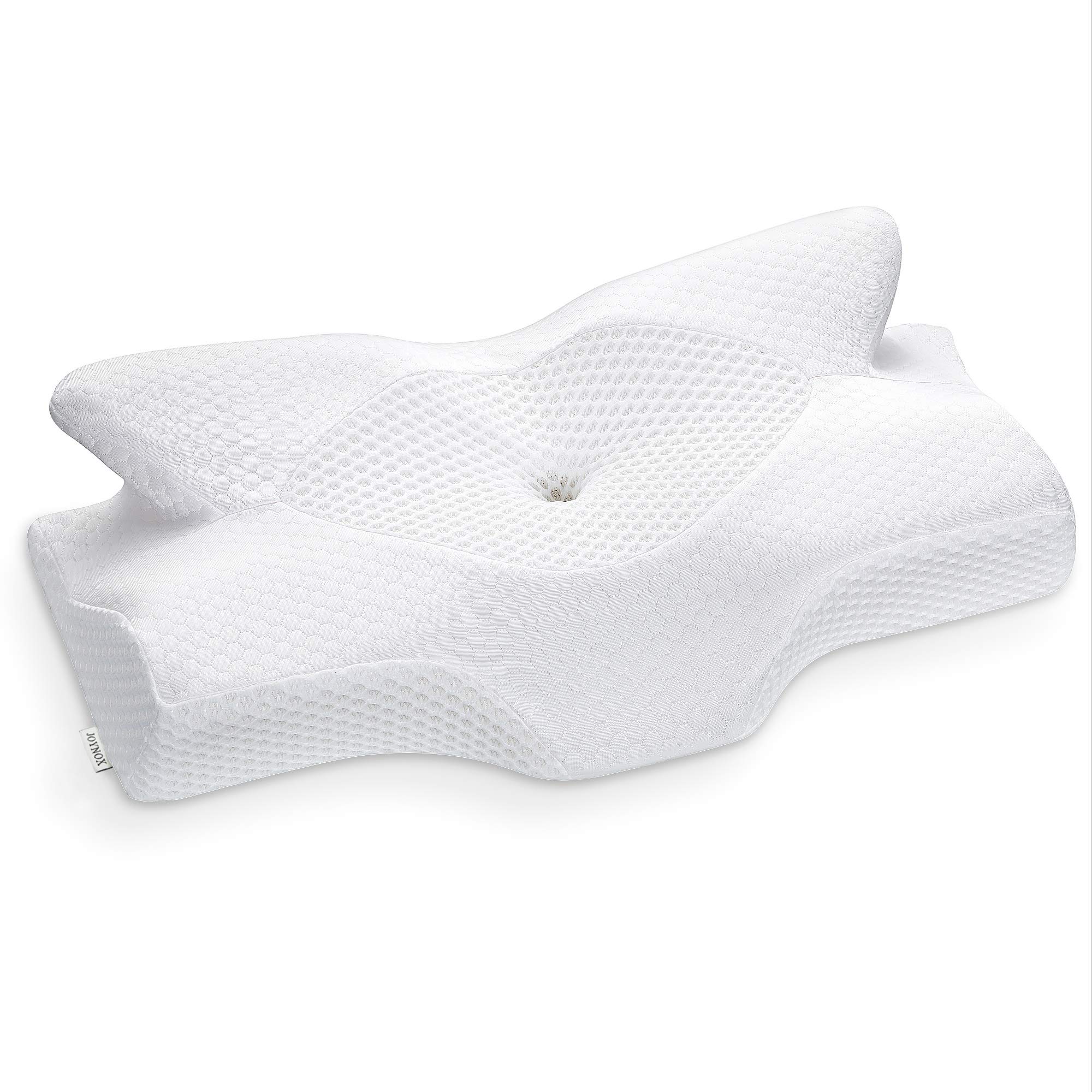 Elviros Cervical Curve Memory Foam Pillow Case Replaceable Pillow Cover (Pillowcase Only, White)