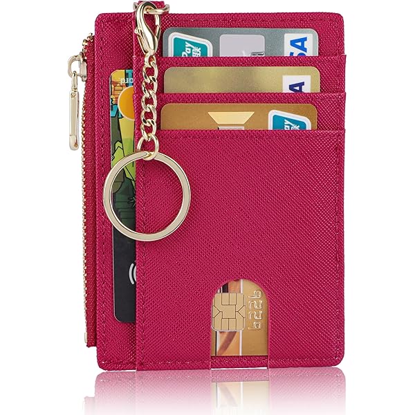 Women's Slim Credit Card Holder Wallet - Small Soft Card Case With 16 Slots, Oil Wax Red