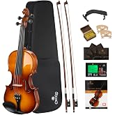 Cecilio 1/2 Violin Solidwood Violin with Hard Case, Bow, Rosin, Tuner, Shoulder Rest &amp; Lesson Book &ndash; Ideal for Beginners