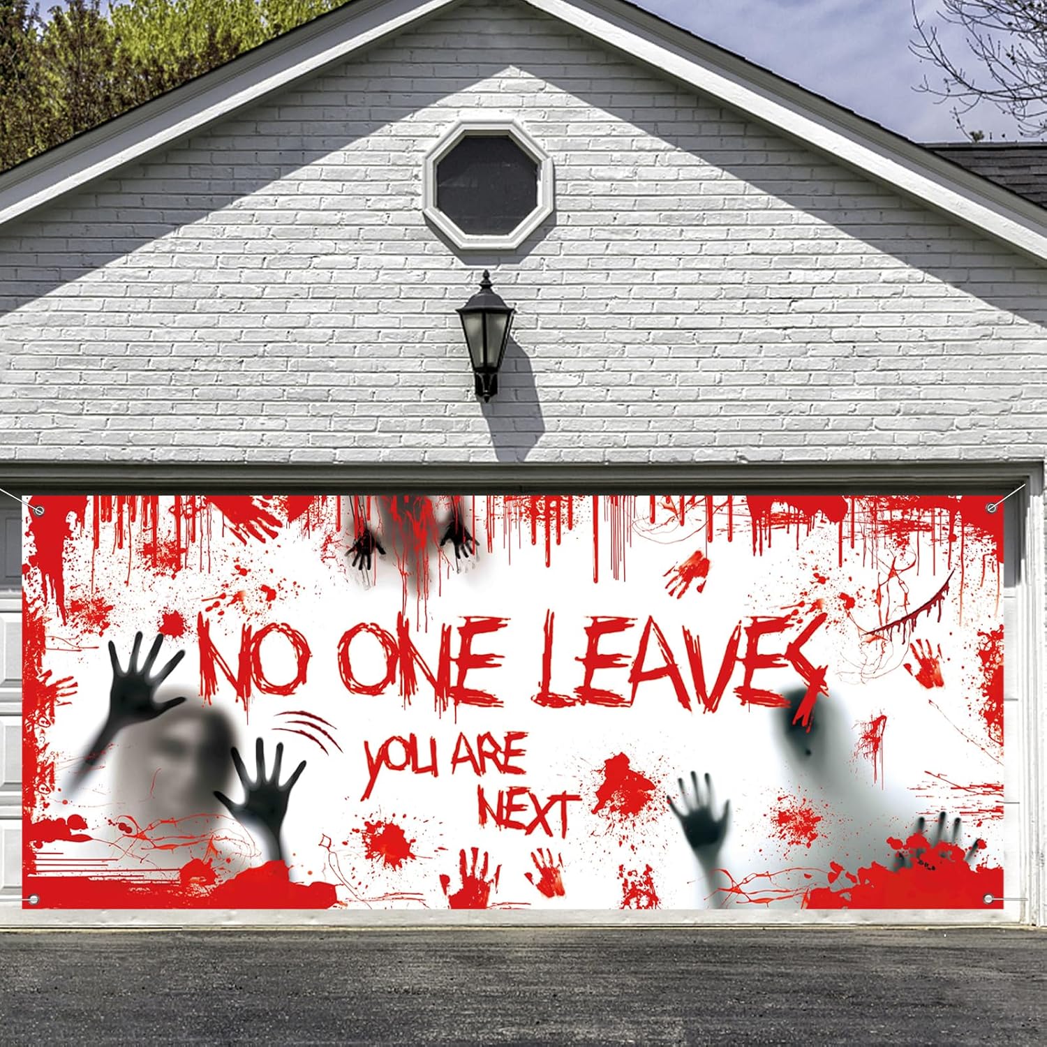 Garage Door Decorations - LAPNOXX Halloween Garage Door Banner Cover with Grommets 13 x 6 ft Halloween Decorations Set for Garage Outdoor Indoor Background