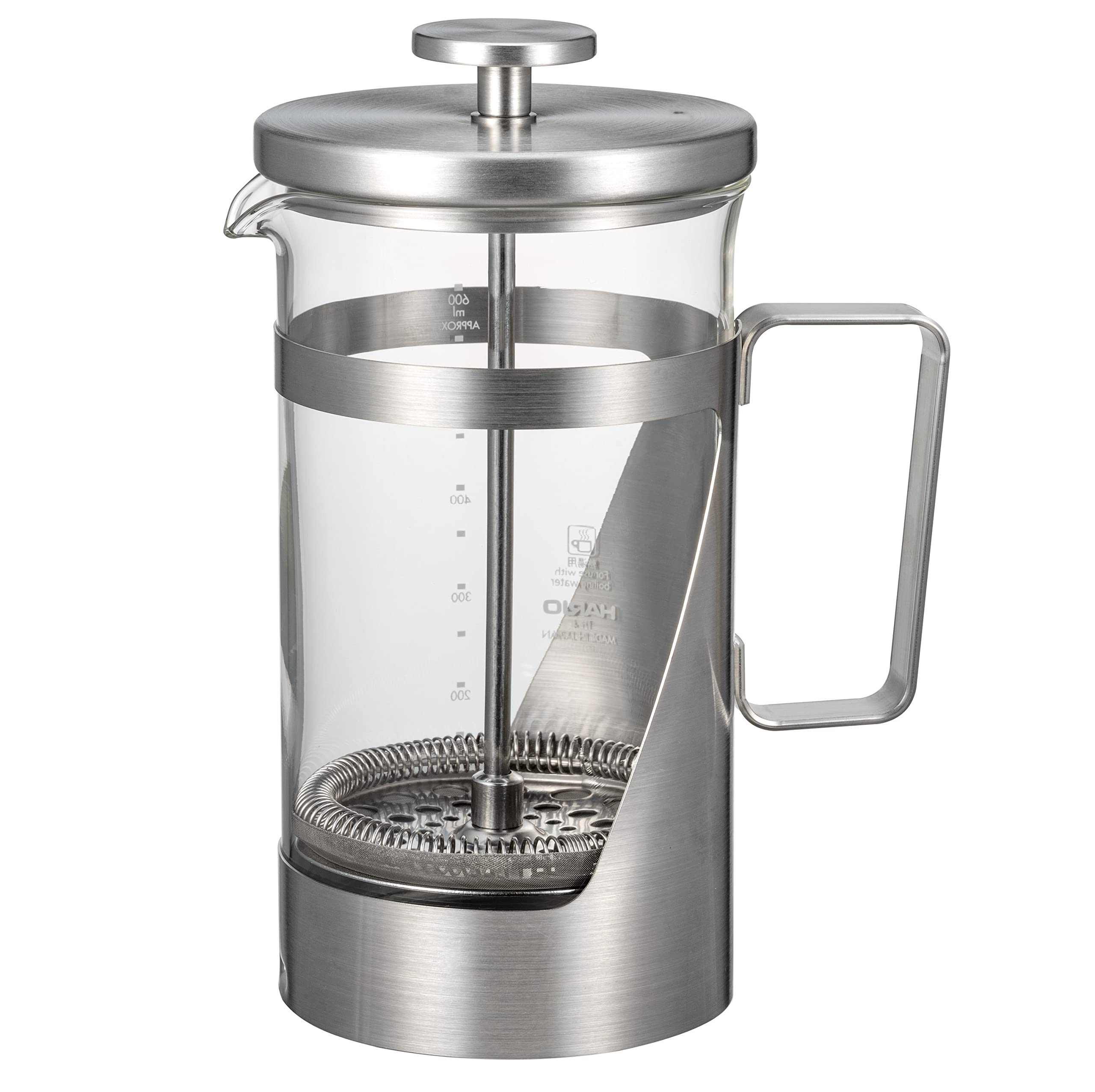 HARIO THSV-4-HSV Hairline Silver Pressed Coffee, Heat Resistant Glass, Stainless Steel, Practical Capacity, 20.3 fl oz (600 ml)