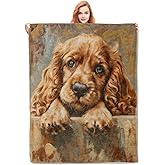 VANZEV Cocker Spaniel Puppy Throw Blanket Gifts, Soft Cozy Fleece Blanket with Adorable Dog Print, Lightweight Warm Blanket for Couch Bed Sofa, Perfect for Dog Lovers and Pet Decor, 50x60 in