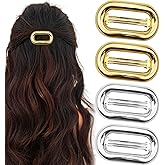 4PCS Hair Barrettes for Women, Metal Simple French Hair Clips for Thick Thin Long Short Hair Stylish Accessories for Girls (Gold+Silver)