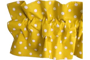 Zen Creative Designs Poly Cotton Small Polka Dots Sleeve Topper Window Valance Top Bottom Ruffle Home Décor Bedroom Nursery Kitchen Window (58" Wide x 5" Tall, White on Yellow)