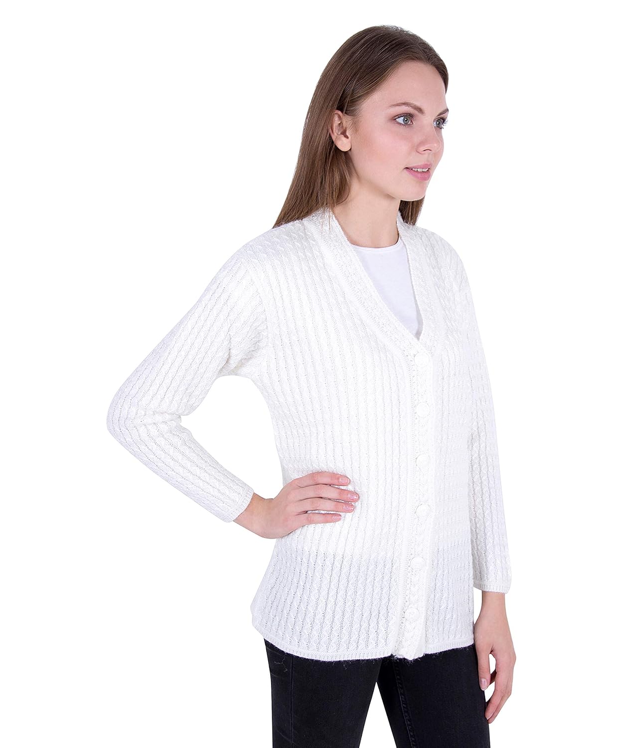 zoravie women's woolen cardigan white