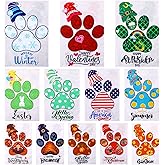 12 Pcs Seasonal Garden Flag Set 12 x 18 Inch Dog Paw Holiday Summer for Outside Decor Small Yard Flags for the Entire Year Double Sided Yard Flag for Halloween Christmas Thanksgiving St Patricks Day