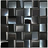 Elephantile 5 Sheets Black Tiles Metal Mosaic Wall Backsplash Tile 3D Wall Panels [5 Sq.feet]
