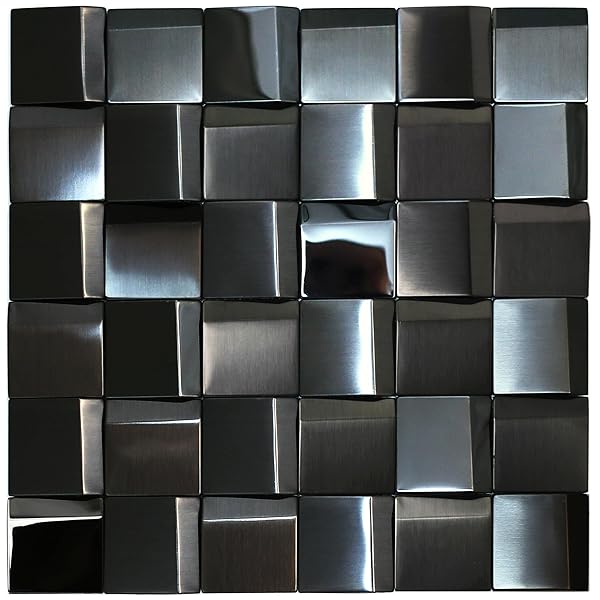 ELEPHANTILE 5 SHEETS BLACK TILES METAL MOSAIC WALL...