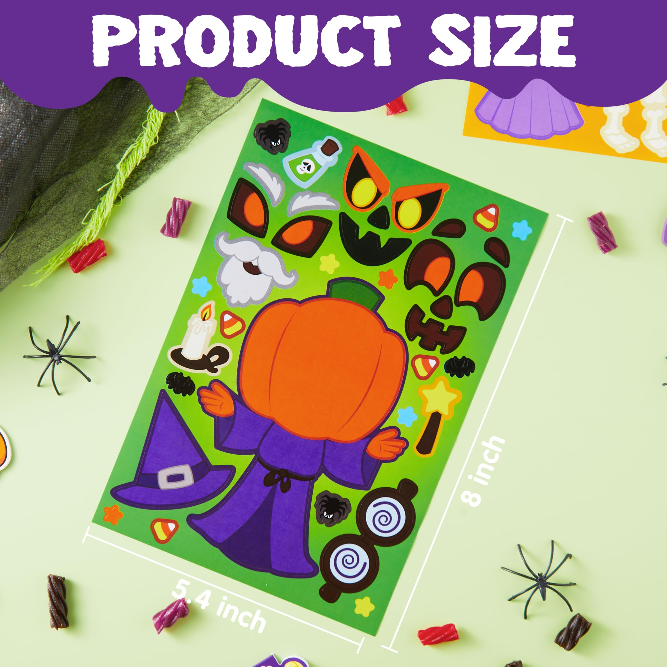 JOYIN 45 Pcs Halloween Make a Face Stickers, Halloween Party Favor for Kids, Halloween Art Craft Party Supplies, Classroom Activities Goodies Party Games, Sticker Sheets with Witch, Vampire Designs