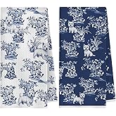QWZDRHYJI Chinoiserie Westie Dog Kitchen Towels, West Highland Terrier Gifts Dish Tea Towels, Blue and White Westie Dog Decorative Hand Towel for Kitchen Bathroom, 16x24 Inch Set of 2