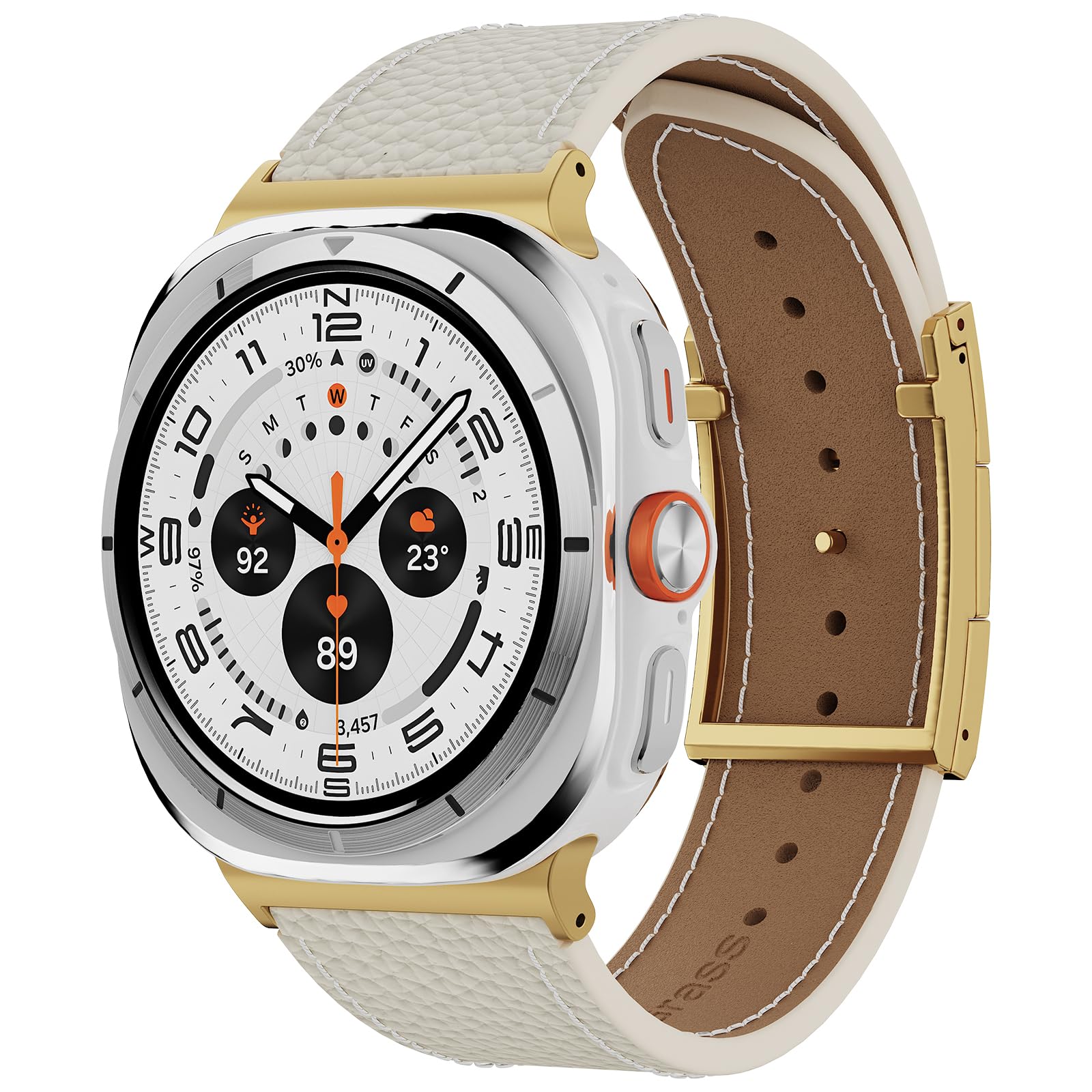 Magnetic Leather Band Compatible with Samsung Galaxy Watch Ultra Bands 47mm (2025/2024), Leather Replacement Strap with Magnetic Buckle for Men Women