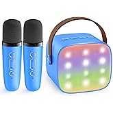 YLL Mini Karaoke Machine for Kids Adults, Portable Bluetooth Speaker with 2 Wireless Microphones, Birthday Gifts Toys for Girls Boys Ages 3, 4, 5, 6, 7, 8, 9,10,11,12+ Years Old Toddler (Royal-Blue)