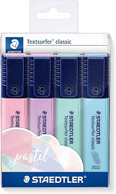 364 CWP4PAST - Rotuladores fluorescentes Textsurfer, Estuche con 4 marcadores de colores pastel