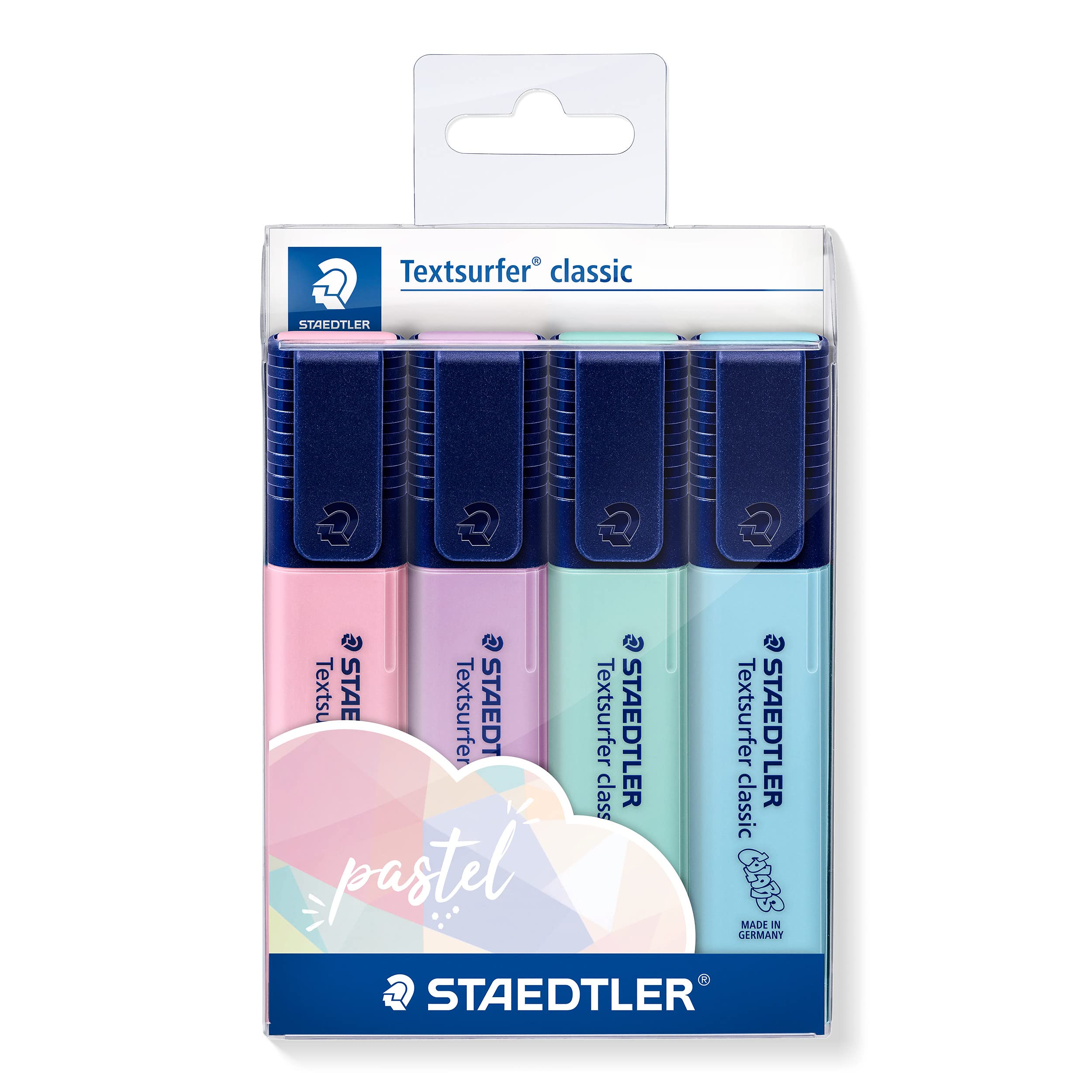 STAEDTLER 364 CWP4PA Textsurfer Classic Highlighter - Assorted Pastel Colours (Pack of 4)