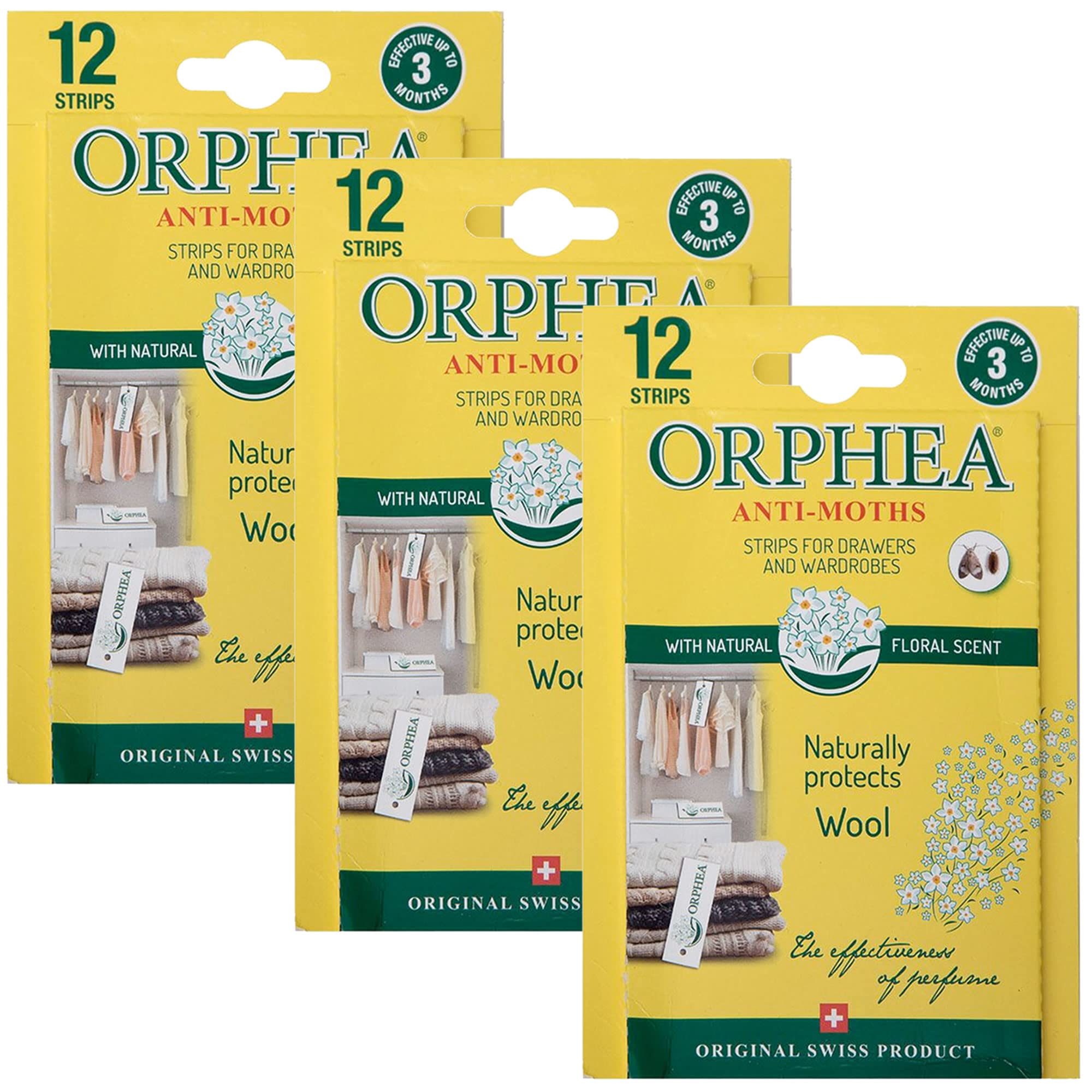 Orphea Anti Moth Strips - Floral Scented Moth Repellent for Wardrobes Drawers Shelves - Wardrobe Fresheners for Wool - Moth Paper Strips for Clothes Storage (3 Packs, 36 Strips) sold by Caraselle