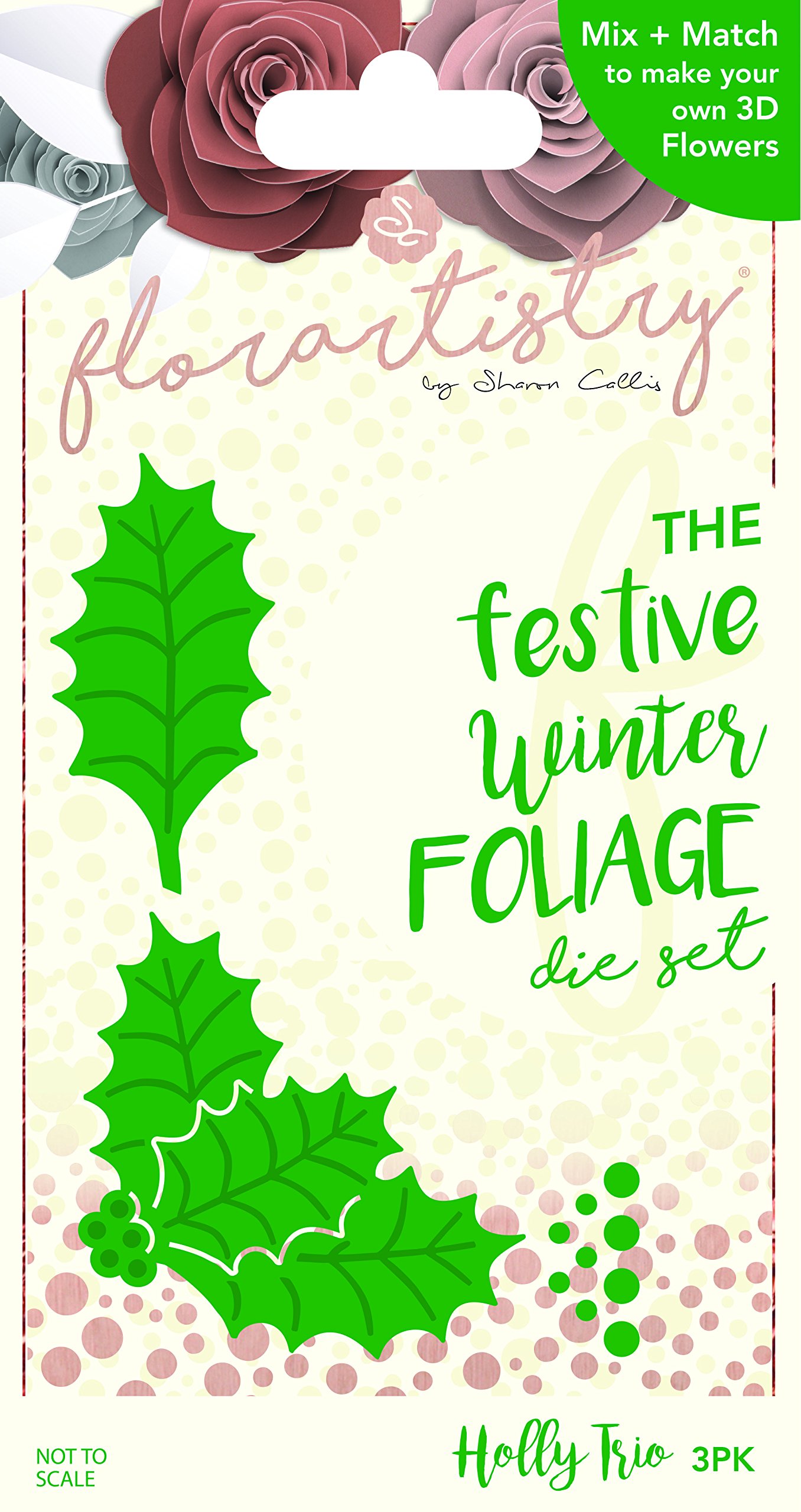 Florartistry Foliage Die-Holly Trio, Metal, Brown, 20.1 x 10.9 x 0.4 cm