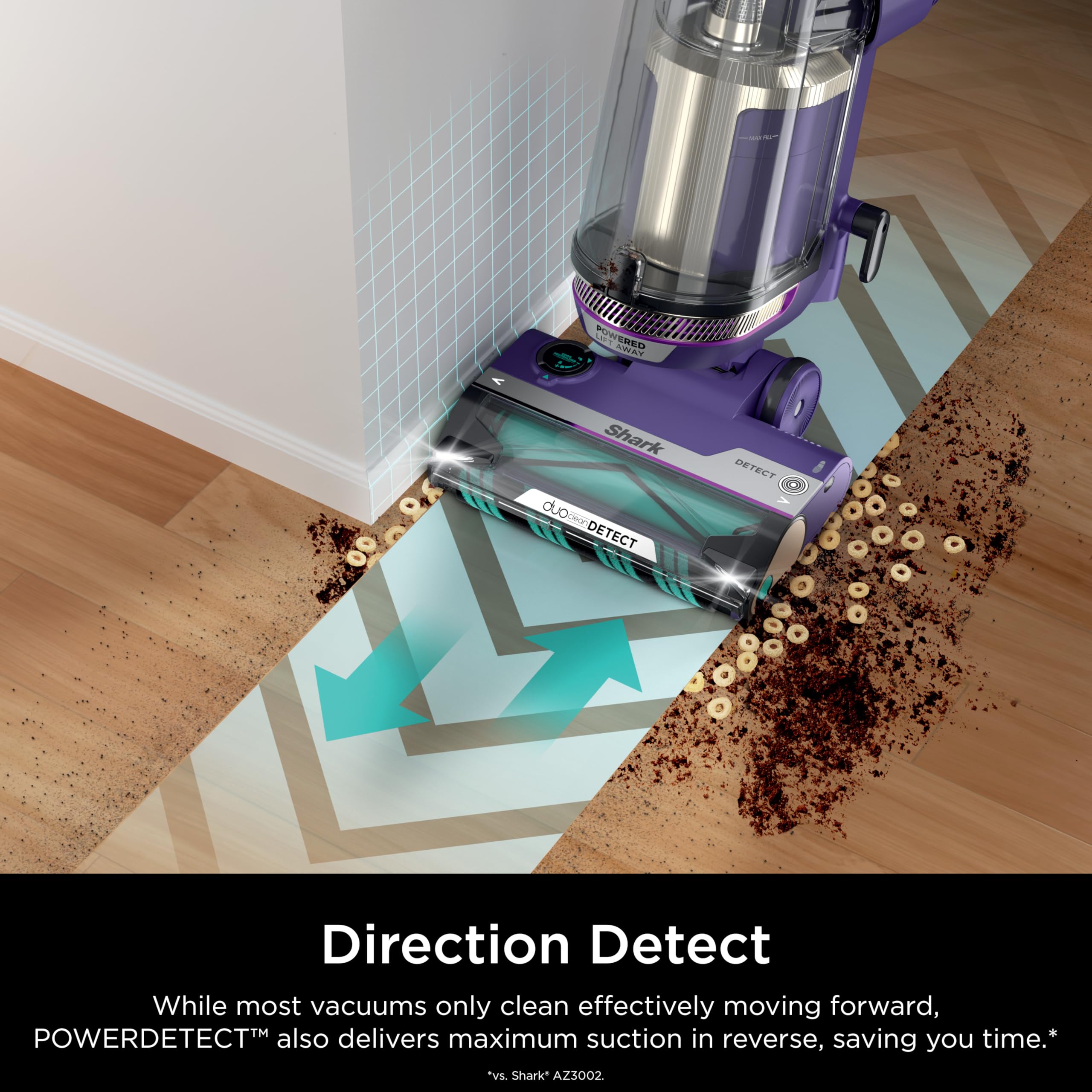 Shark POWERDETECT Upright Vacuum Cleaner with HEPA Filter, Heavy Duty Vacuum with Powerful Suction for Pet Hair Pickup, DuoClean Technology, Powered Lift-Away, Ideal for Carpets & Hardfloors, AZ4002