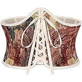 VONMELLI Corset Belt for Women Renaissance Floral Lace-up Underbust Brown Corset Wide Waist Belt, XXL
