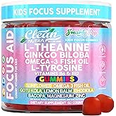 Clean Nutra Kids Focus Gummies with L-Theanine, Ginkgo Biloba, Omega-3 Fish Oil, L-Tyrosine, Vitamin B6, B12 – 60 Count, Clean Label, Non-GMO, Vegan-Friendly SmartyPop Formula for Kids Support