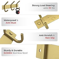 SAYONEYES Brushed Gold Small Coat Rack Wall Mount